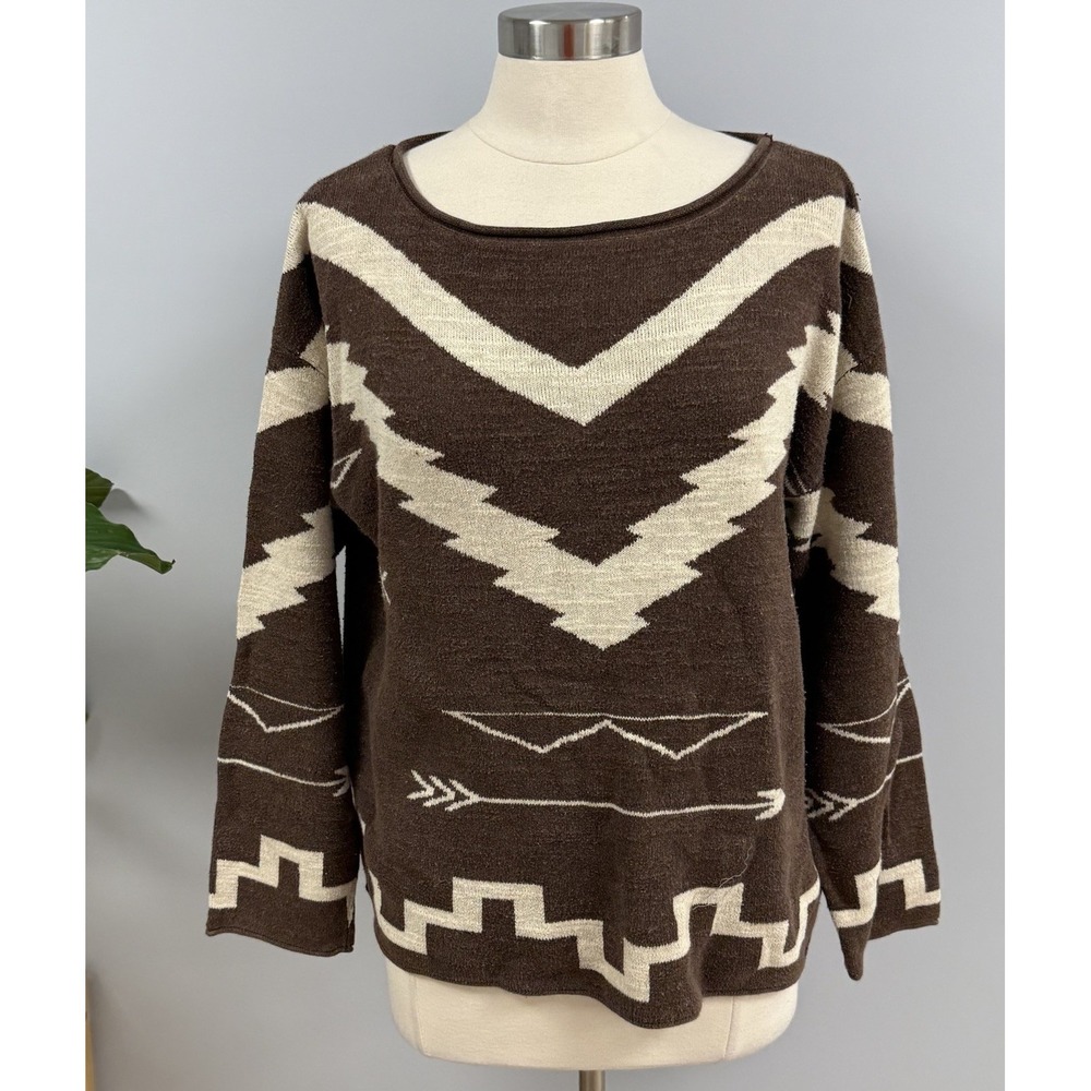 Ralph Lauren Jeans Co. Aztec Sweater Womens XL Roll Neck LRL Coastal Cowgirl